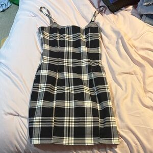 H&M Plaid Mini Dress in Black and White